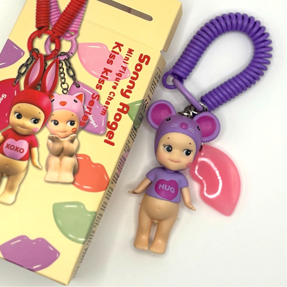 New Kewpie/Angel Mini Figure Keychain, Purple Mouse Costume, Open Blind Box